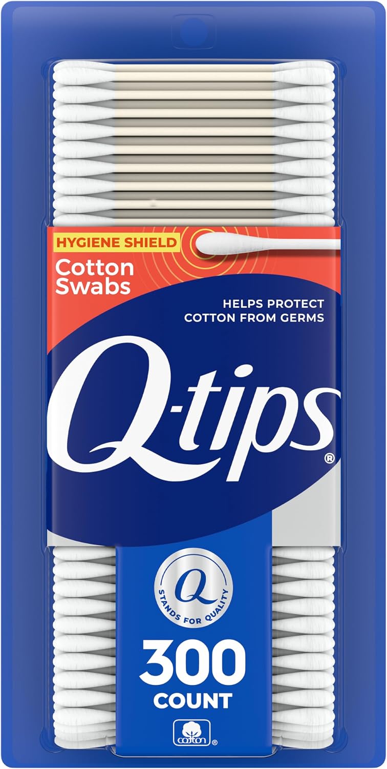 Q-tips Pamuklu Çubuklar, Hijyen Kalkanı, İlk Yardım İçin, Güzellik ve Bebek,%100 Pamuk, 300 Adet