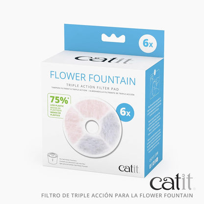Catit Triple Action filtre çerçevesiz, Catit çiçek çeşmesi için filtre, 6'lı paket