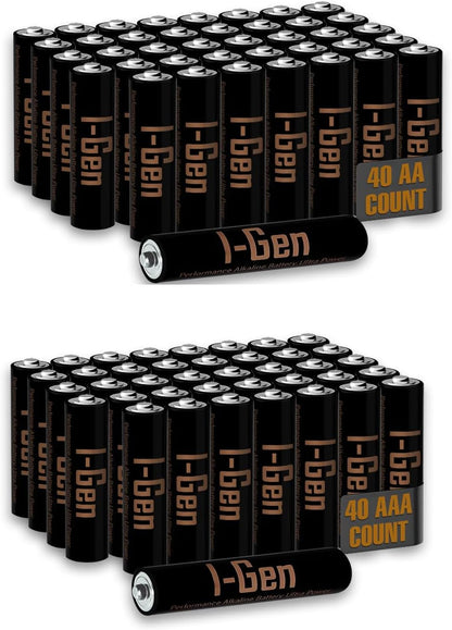 I-Gen A173 Ultra Alkalin 40'lı Paket LR03 1.5V AAA İnce Kalem Pil + 40'lı Paket LR6 1.5V AA Kalem Pil