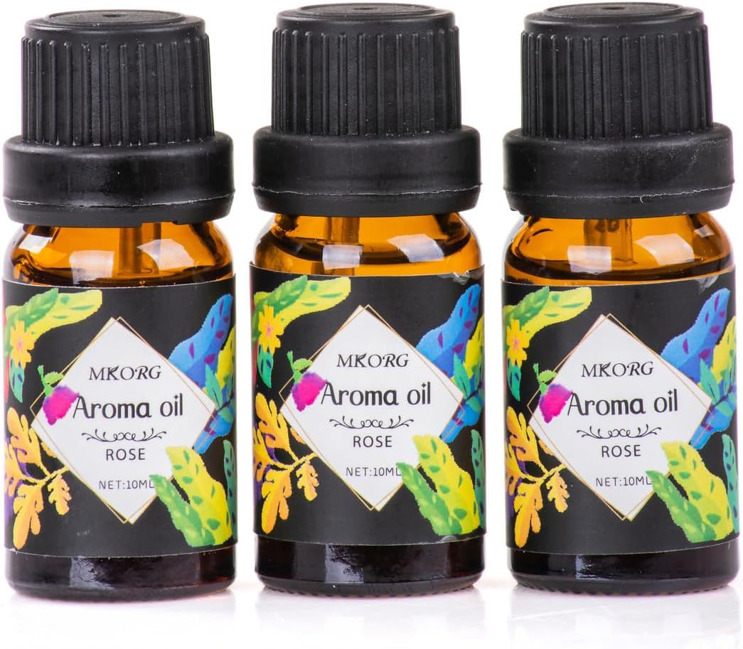 3’Lü Esansiyel Uçucu Yağ 3X10Ml Rose Gül Kokulu Buhurdanlık Yağı Set, Difüzör, Banyo Ve Oda Kokusu
