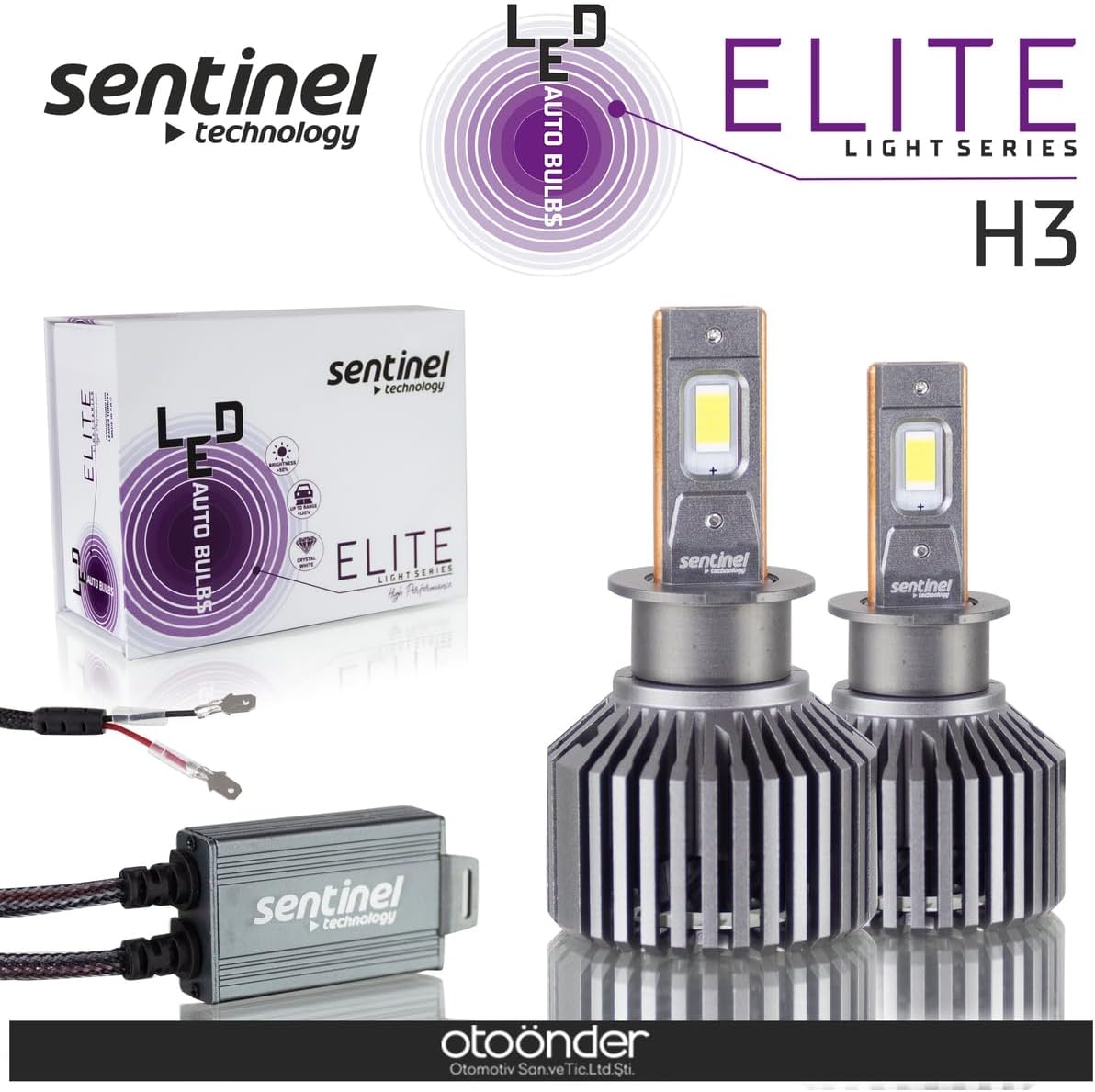 Sentinel Elite H3 Led Xenon Ampülü 65w 12v 12000 Lumen 6500 Kelvin Beyaz Işık
