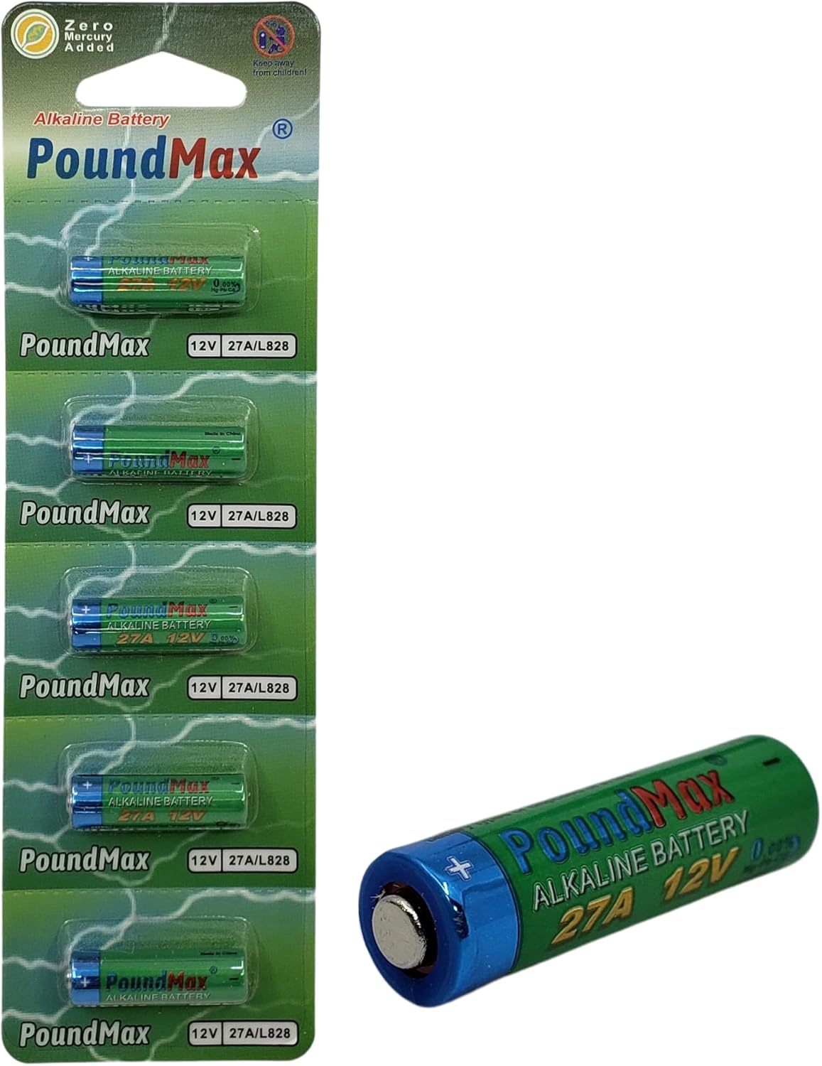 Poundmax 5 adet 27A, L828, özel alkali pil, 12 V, A27, V27A, LR27A, MN27, GP27A, V27GA saatler, uzaktan kumandalar, hesap makinesi, kompakt, uzun ömürlü ve yüksek performans
