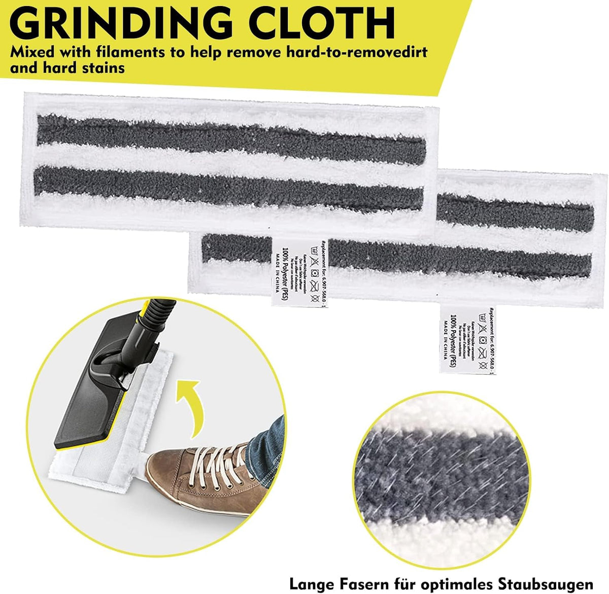 12 adet mikrofiber bez seti, Kärcher buharlı temizleyici aksesuarları EasyFix SC 2, SC 3, SC 4, SC 5 ile uyumlu, makinede yıkanabilir (4 zemin bezi seti + 2 zımpara zemin bezi + 6 el başlığı