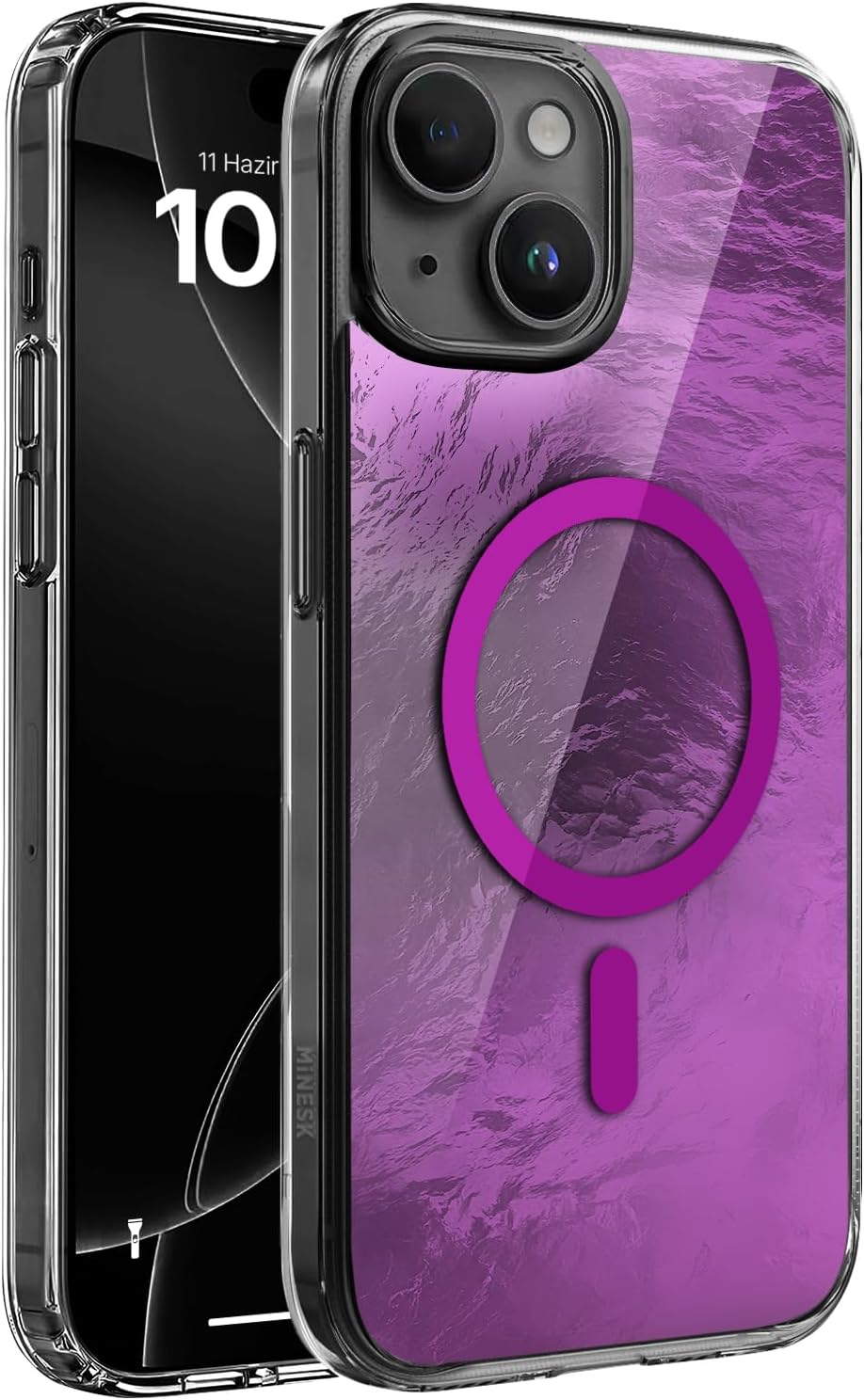 iPhone 15 Plus ve 14 Plus için ShineMag Serisi MagSafe ile Uyumlu Göz Alıcı ve Şık Metalize Arka Tasarım Yüksek Kalite Materyal Premium Hybrid Kılıf Kapak (Pembe, 15 Plus/14 Plus)