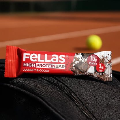 Fellas Yüksek Protein Bar, Hindistan Cevizli ve Kakaolu, 45gr x 12 Adet
