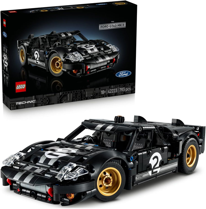LEGO Technic 1966 Ford GT40 MKII Yarış Arabası 42223 – Yetişkinler için Direksiyonu Çevirmek için Düğme ve Kaputu Açmak için Kol Dahil Gerçekçi Özellikler İçeren Model Araba Yapım Seti (793 Parça)