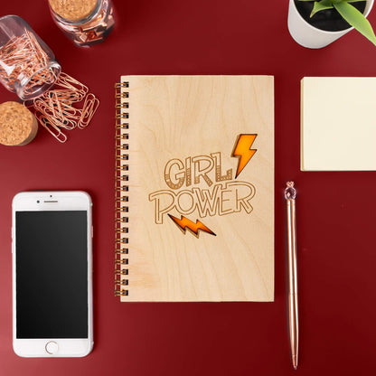 Girl Power Ahşap Kapaklı Defter