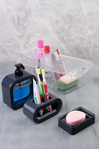 Modern Tasarım 4 Parça Banyo Aksesuar Seti modern hafif lüks yıkama kabı Banyo Aksesuarları Banyo Seti Losyon Şişeleri, Diş Fırçası Tutacağı, Diş Kupası, Sabunluk