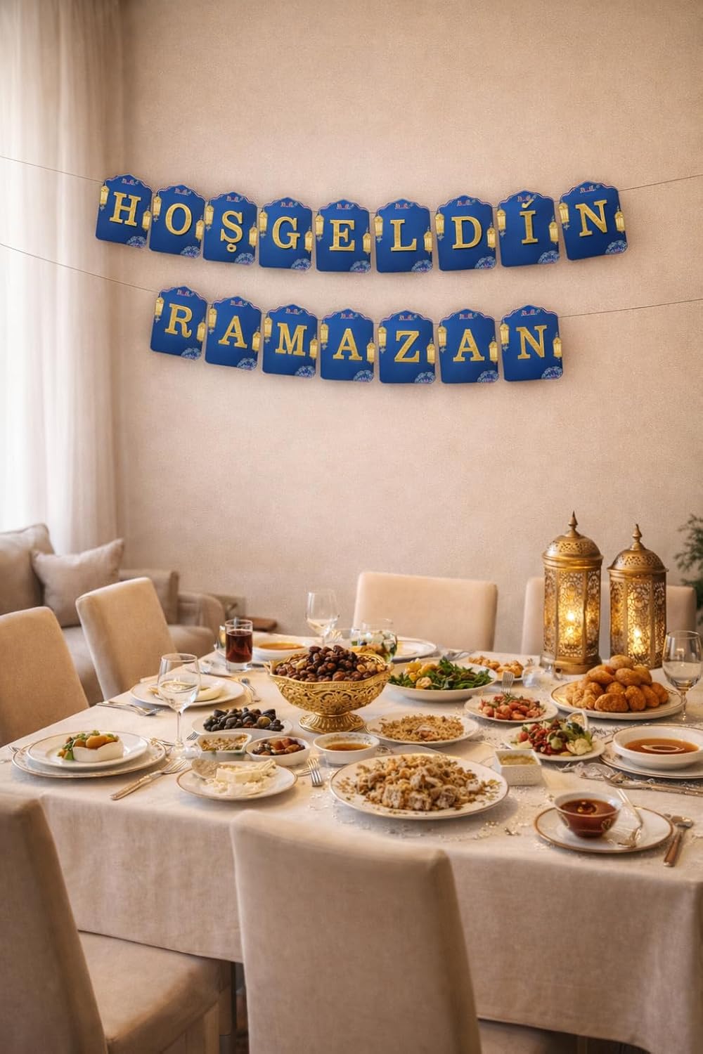 "Hoş geldin Ramazan" Dekorlu Süsü, Ramazan Süsleri, Ramazan Tavan Süsü Ürünleri Ramazan Süsleri, Sahur İftar
