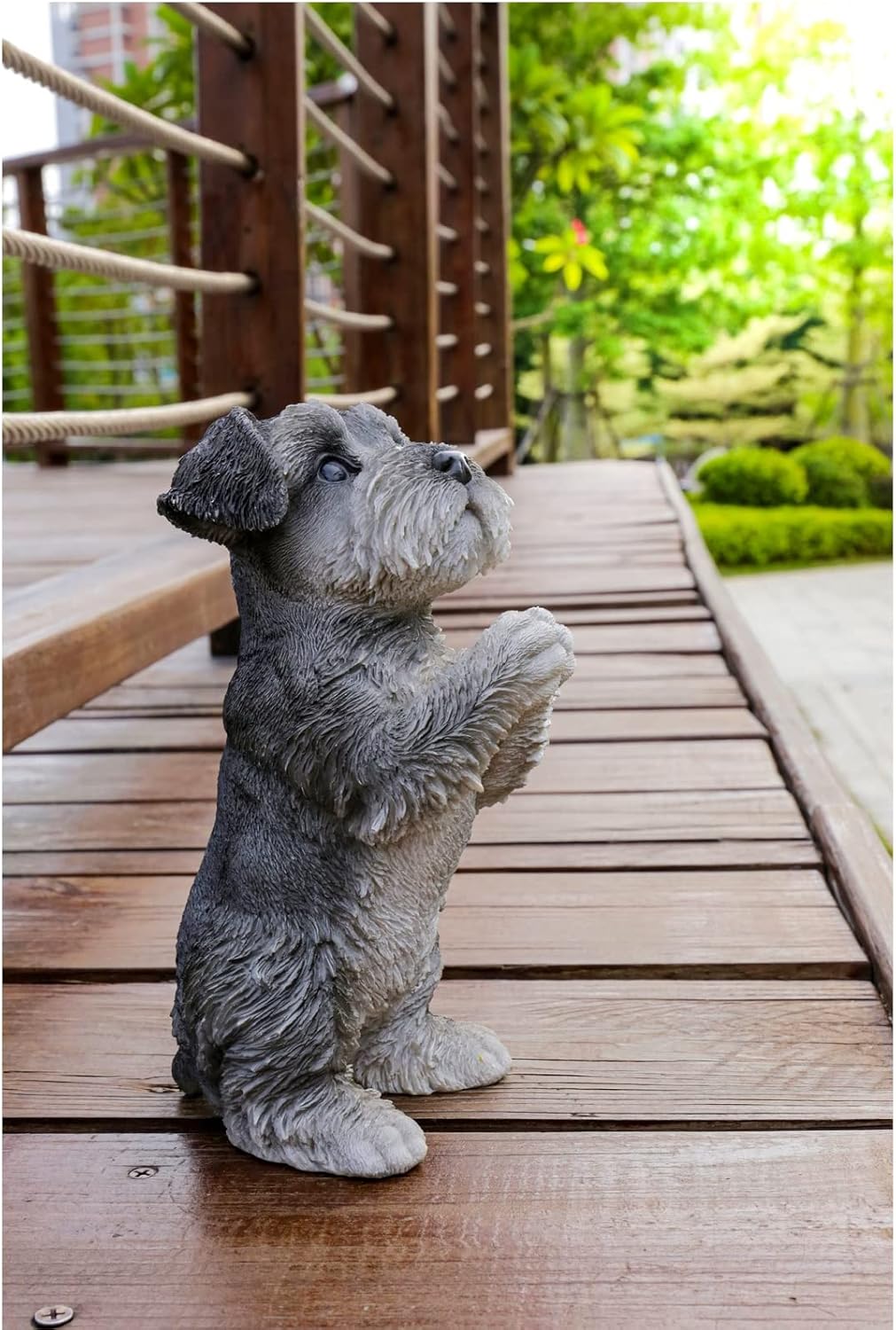 Hi Line Gift Ltd Dua eden Schnauzer Yavru Heykeli Heykelcik Gri
