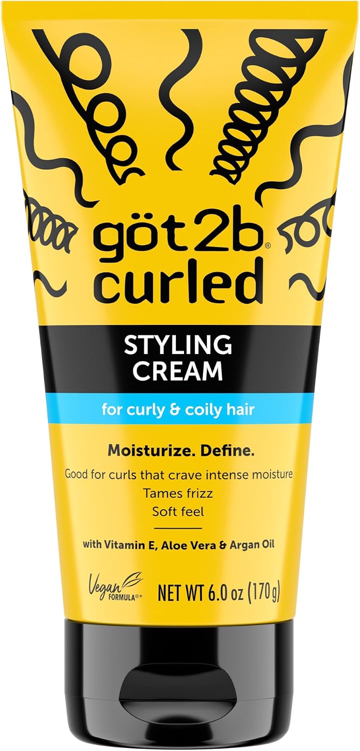 Got2b Kıvrılmış Şekillendirici Krem, 6 oz, tip 3-4, kıvırcık ve kıvırcık saçlar için, yoğun nem isteyen bukleler için iyi, kabarmayı yumuşatır, yumuşak his