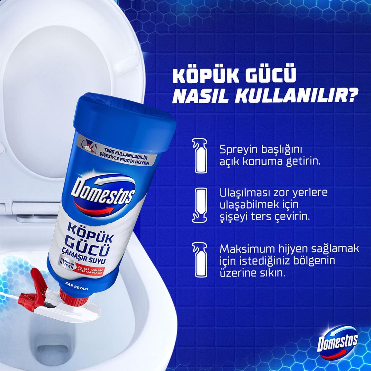 Domestos Köpük Gücü Köpük Çamaşır Suyu Kar Beyazı 450 ml