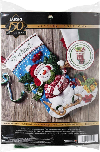 , mavi, beyaz, kırmızı, 45,7 cm-Noel Çorabı keçe