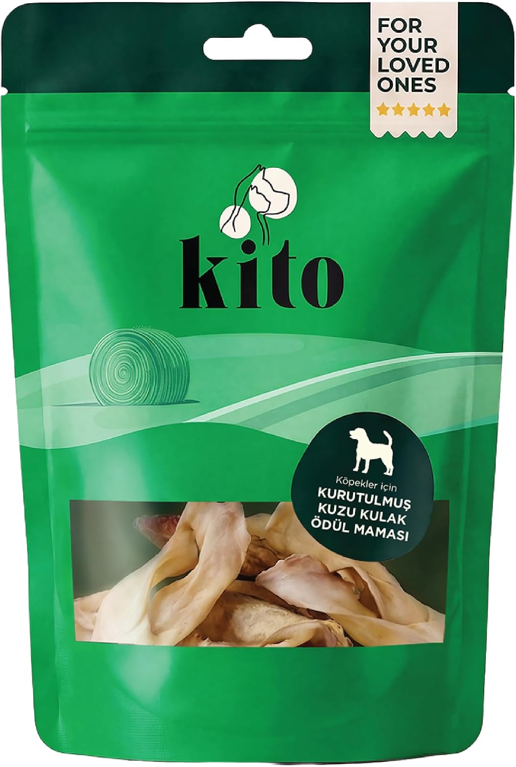 Kito Kurutulmuş Kuzu Kulak Çiğnemelik Köpek Ödül Maması %100 Doğal, Glutensiz, Organik 100 gr