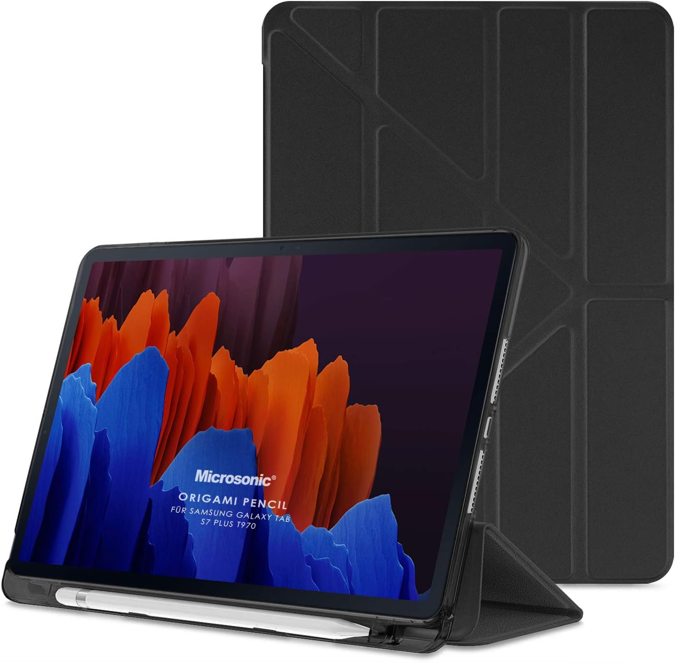 Microsonic Samsung Galaxy Tab S9 Plus X810 için Kılıf Origami Pencil Siyah [Galaxy Tab S9 Plus X810 ile Uyumlu Kılıf - Siyah]