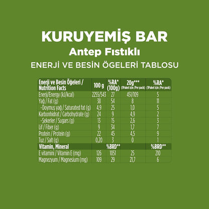 Fellas Antep Fıstıklı Kuruyemiş Bar, 20 Gram, 12 Adet