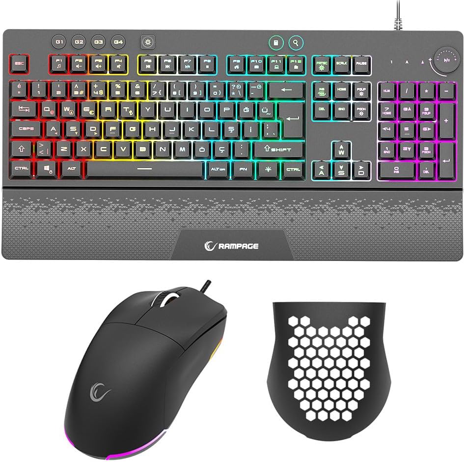 Siyah Usb RGB Aydınlatmalı Q Gaming 4 Tuş Makrolu Oyuncu Klavye Mouse Set