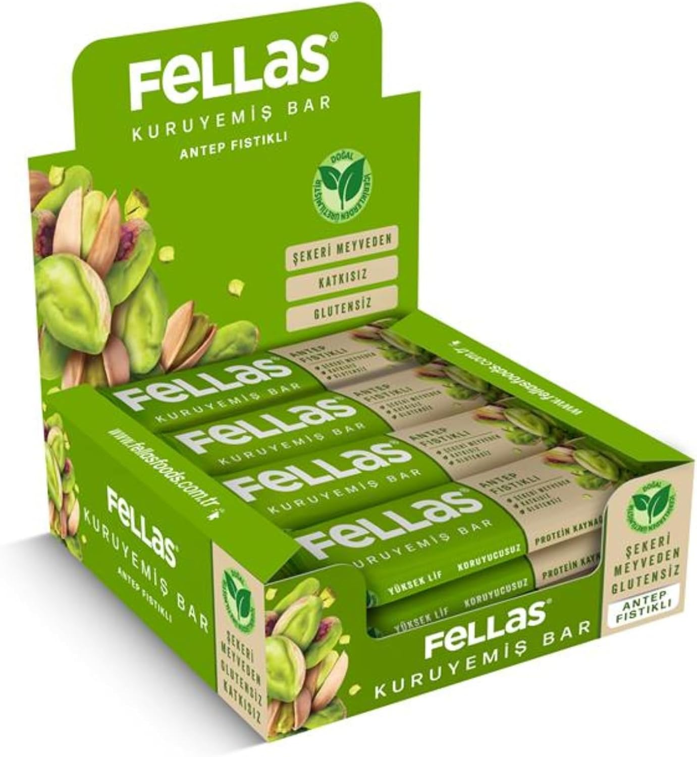 Fellas Antep Fıstıklı Kuruyemiş Bar, 20 Gram, 12 Adet