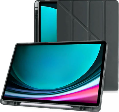 Galaxy Tab S10 FE / S9 FE 10.9 inç Uyumlu Smart Kılıf, S Pen Kalemlikli, Trifold, Esnek, Mat, Darbeye Tam Dayanıklı Tablet Kılıfı (Siyah)