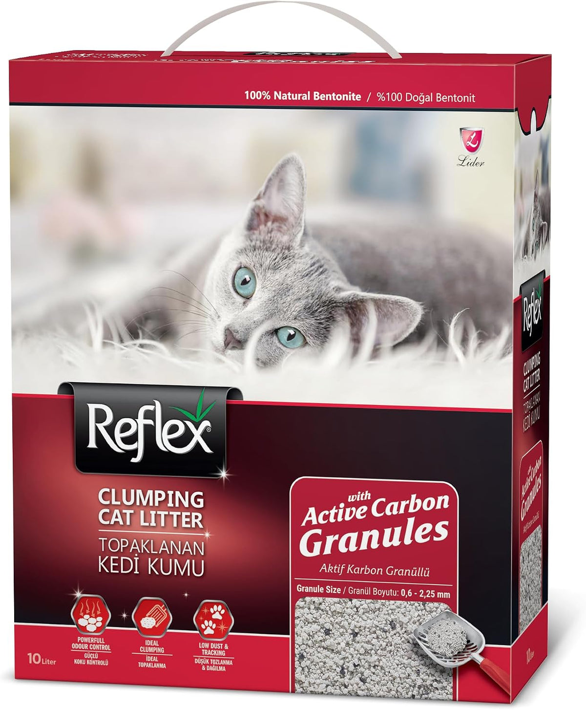 Reflex Aktif Karbon Granüllü Topaklanan Kedi Kumu 10 Lt