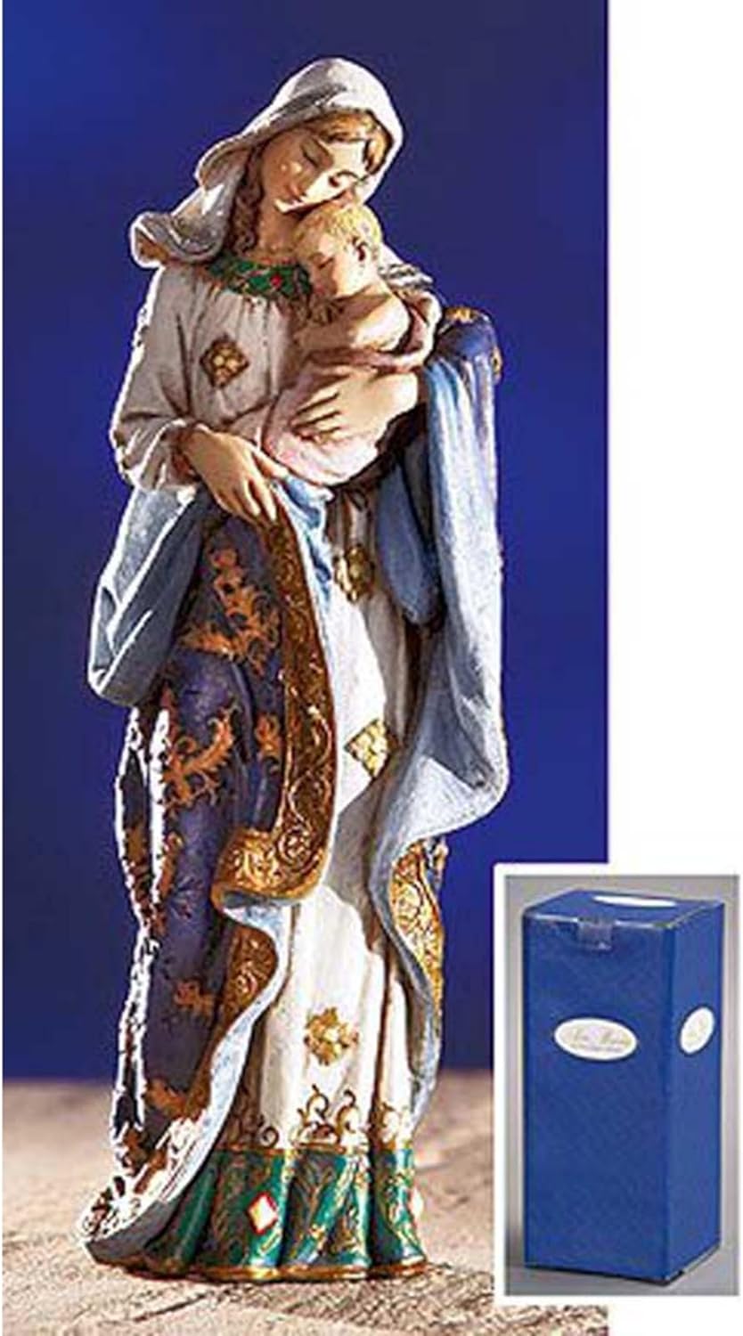 Avalon Gallery Ave Maria Adoring Madonna & Child Heykeli, 18 cm, El Boyaması Katolik Reçine Figürü