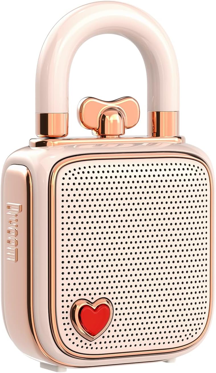 divoom Love-Lock Bluetooth hoparlör, küçük taşınabilir müzik kutusu, kablosuz stereo eşleştirme, retro ses kutusu, sevimli masaüstü dekorasyonu, kızlar için, pembe