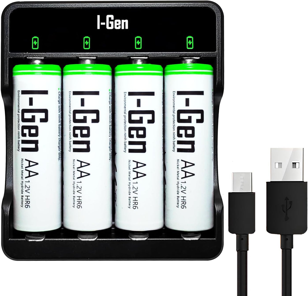I-Gen G427 4'lü Pil Şarj Aleti + 4 Adet AA 2700 mAh Kalem Pilli Set 1.2V Ni-MH