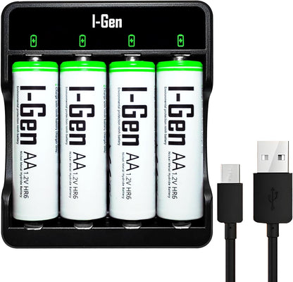 I-Gen G427 4'lü Pil Şarj Aleti + 4 Adet AA 2700 mAh Kalem Pilli Set 1.2V Ni-MH