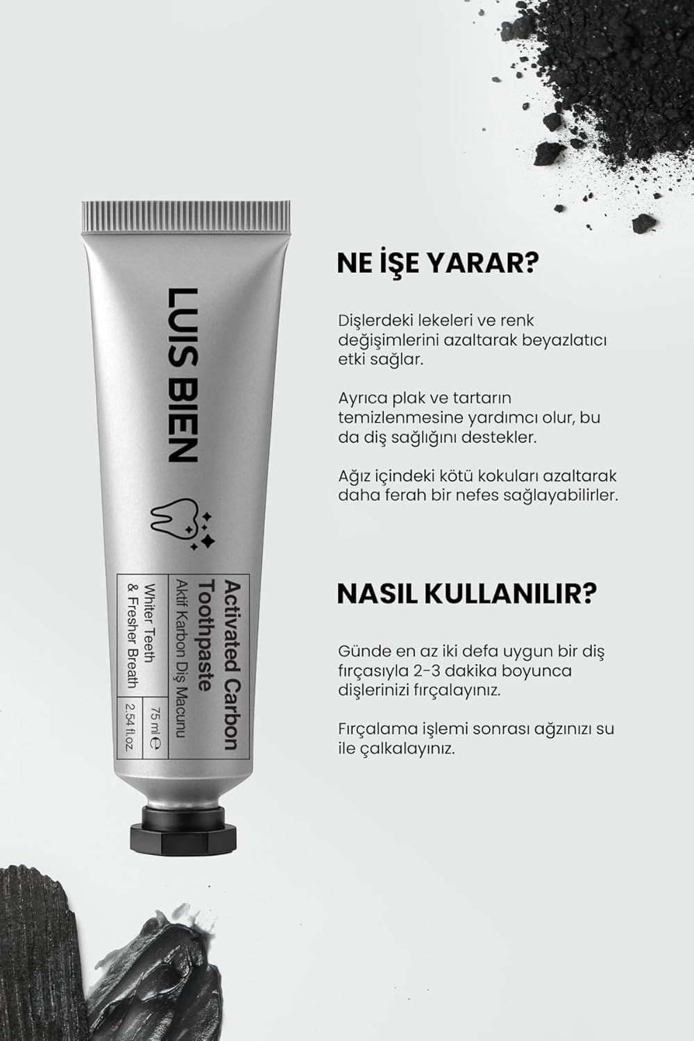 Aktif Karbon Diş Beyazlatma Macunu 75 ml