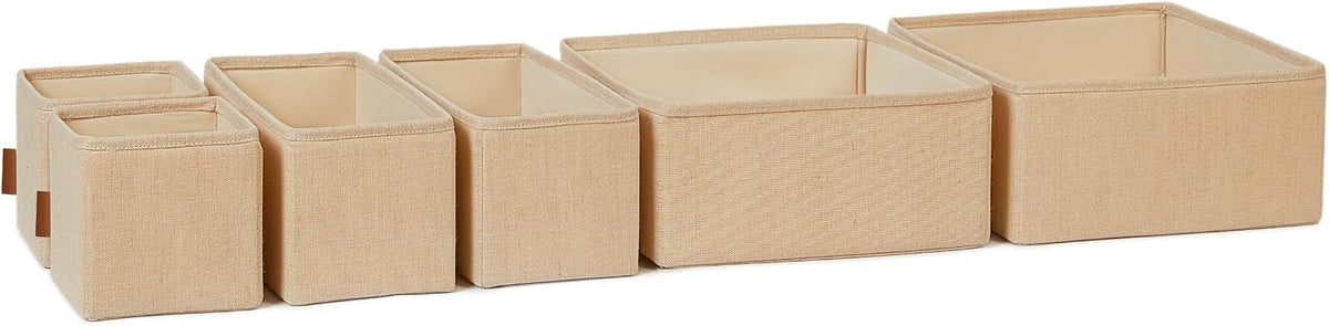 Ocean Home Textile 6'lı Jüt Keten Kumaş Çekmece İçi Düzenleyici Kutu 2 Adet 28 x 28 x 13/2 Adet 28 x 13 x 13/2 Adet 14 x 14 x 13 cm
