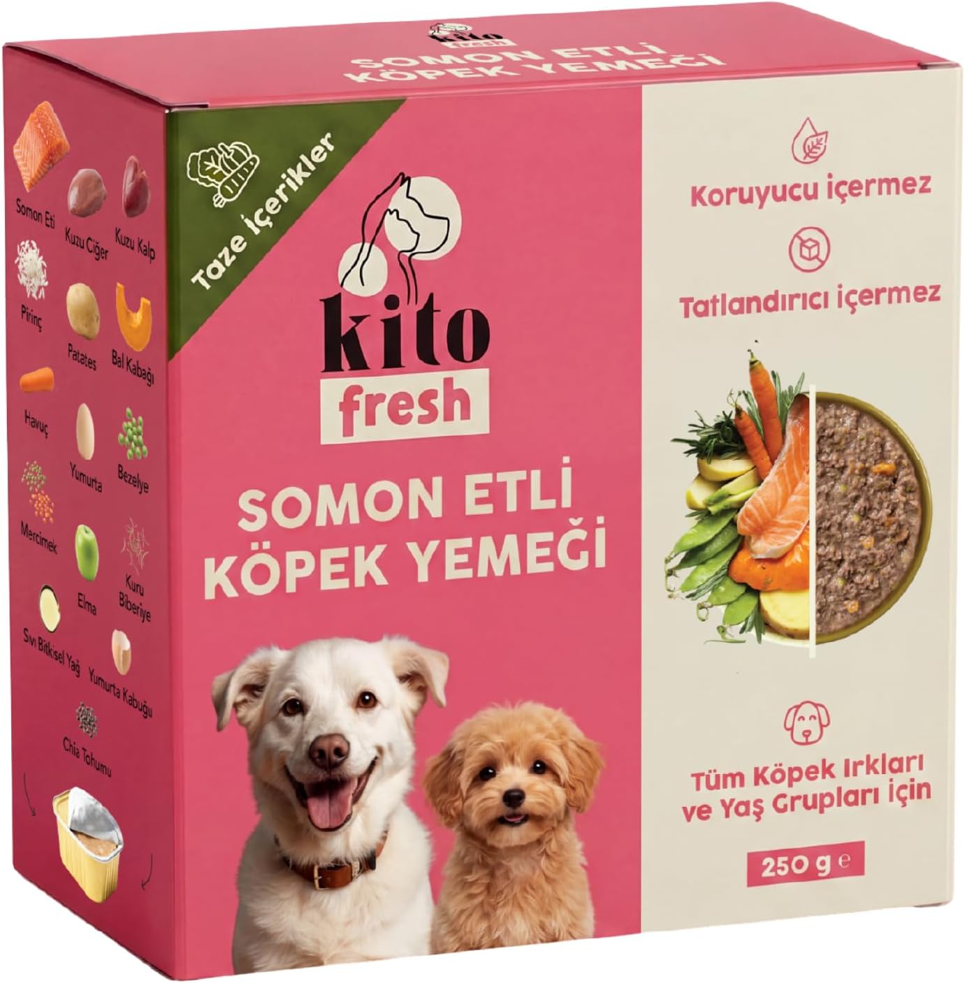 Kito Fresh Somon Etli Köpek Yemeği%100 Taze İçerikli Mama 250 gr