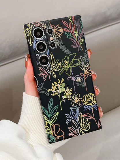 Desenli Galaxy S23 Ultra uyumlu Telefon Kılıfı – Koruyucu Telefon Kılıfı – Siyah Zemin, Modern Sanatsal Tasarım Ve Desen Kalitesi PÖFÜDÜ02 (flowers)