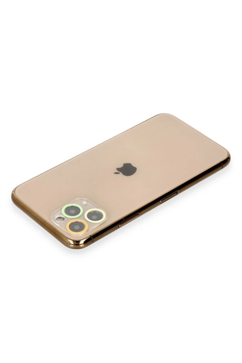 Apple iPhone 11 Pro Renkli Kamera Lens Koruma Cam - Pembe-Mavi