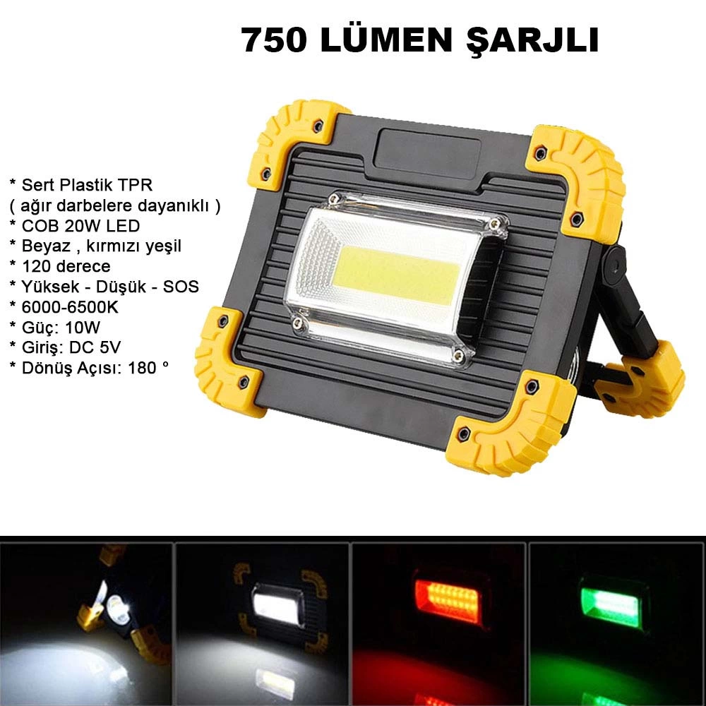 750 Lümen Powerbank Şarjlı Işıldak Wt-330