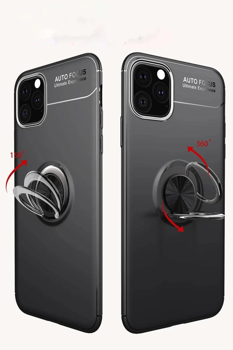 Apple iPhone 11 Pro Kılıf Range Yüzüklü Silikon - Siyah-Kırmızı