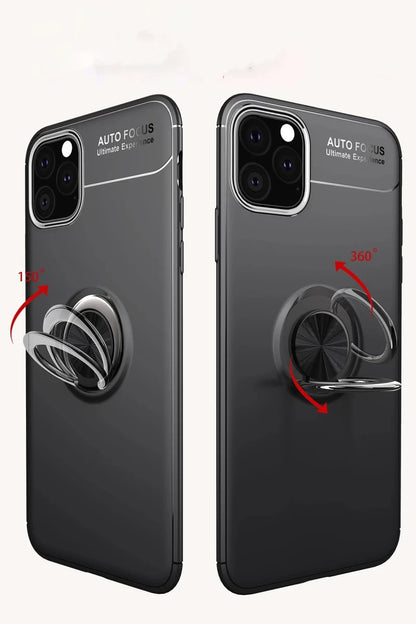 Apple iPhone 11 Pro Kılıf Range Yüzüklü Silikon - Siyah-Kırmızı