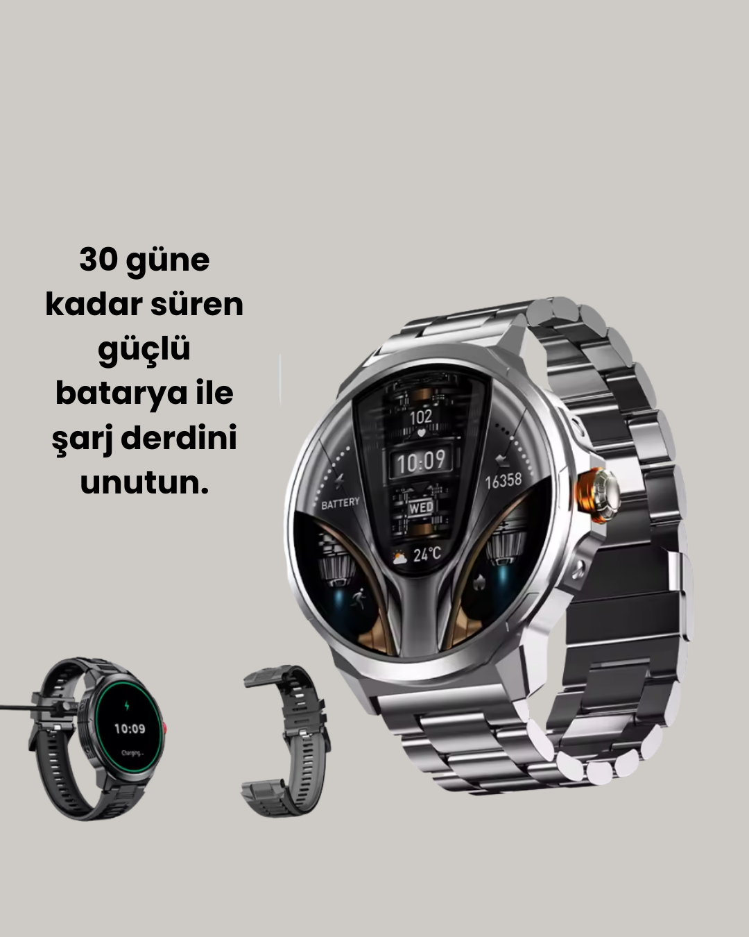 Şık Metal Kasa ve Değiştirilebilir Kordonlarla SW80 Akıllı Saat