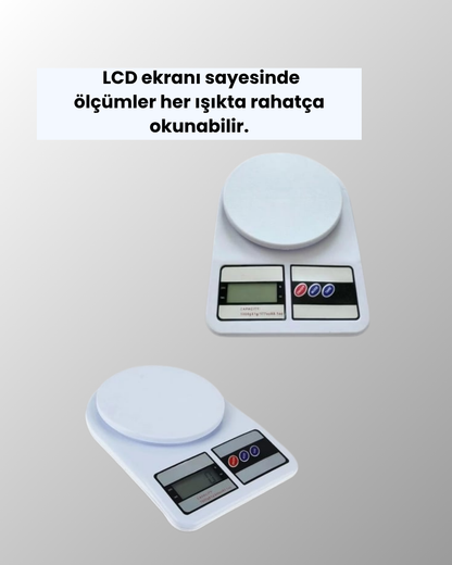 Beyaz Plastik Dijital Mutfak Tartısı – 24x16.8x1.5cm