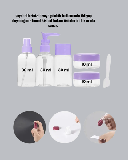 Taşınabilir 5’li Seyahat Banyo Seti Şampuanlık Sprey Krem Kutusu Yeni Nesil