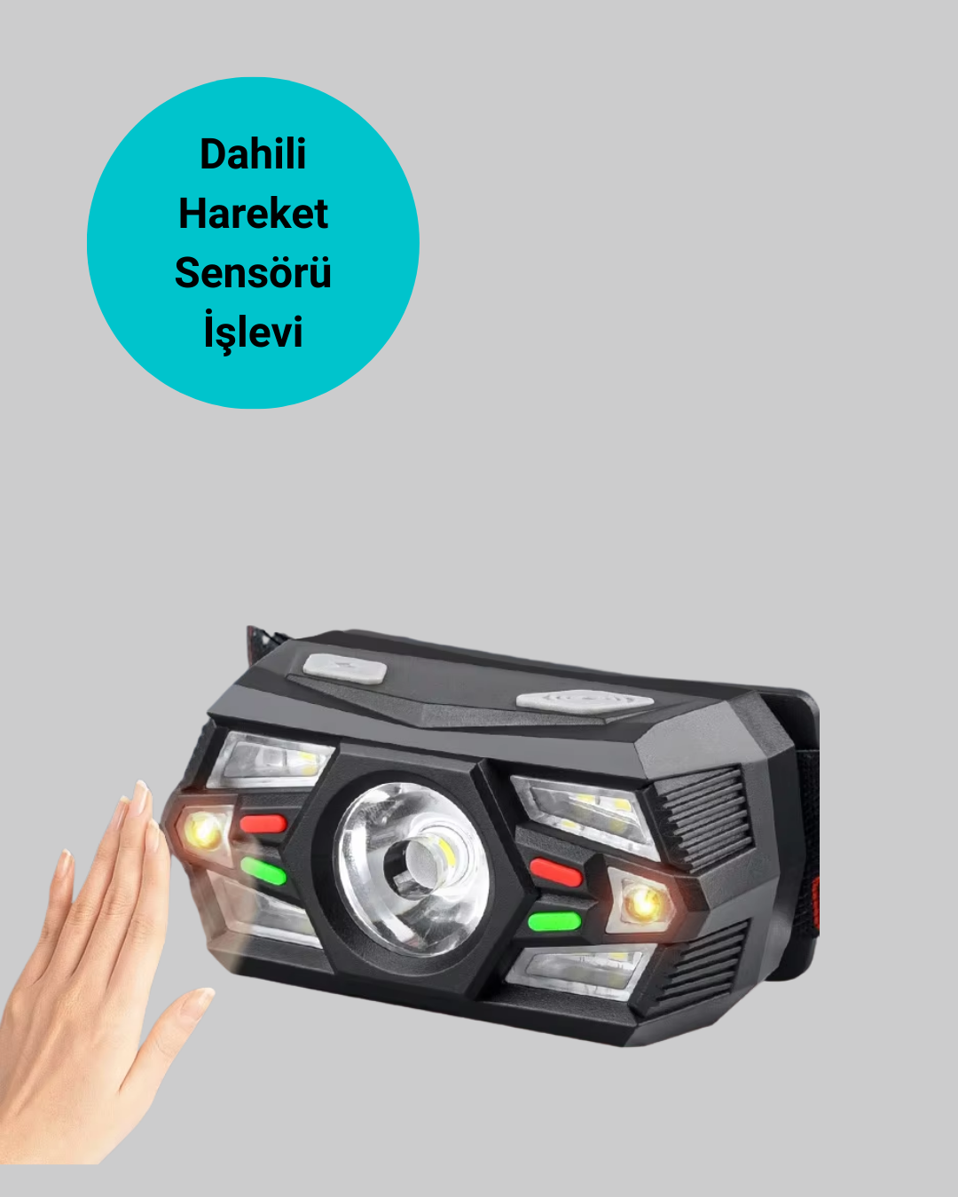 Kamp ve Yürüyüş İçin Sensörlü LED Kafa Feneri Ayarlanabilir