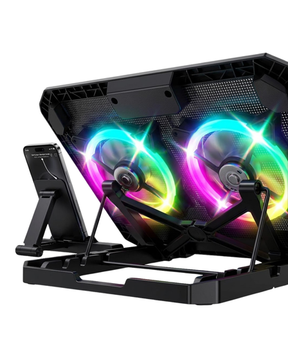Çift Fanlı Laptop Soğutucu RGB Işıklı Sessiz Notebook Standı