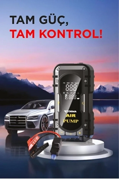 8000 Mah Taşnabilir Dijital Ekranlı Araç Akü Takviyeli,powerbank,ışıklı Oto Hava Kompresörü