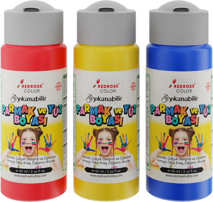 Kırmızı-Mavi-Sarı Parmak Boyası 3'lü Set 3x60ml