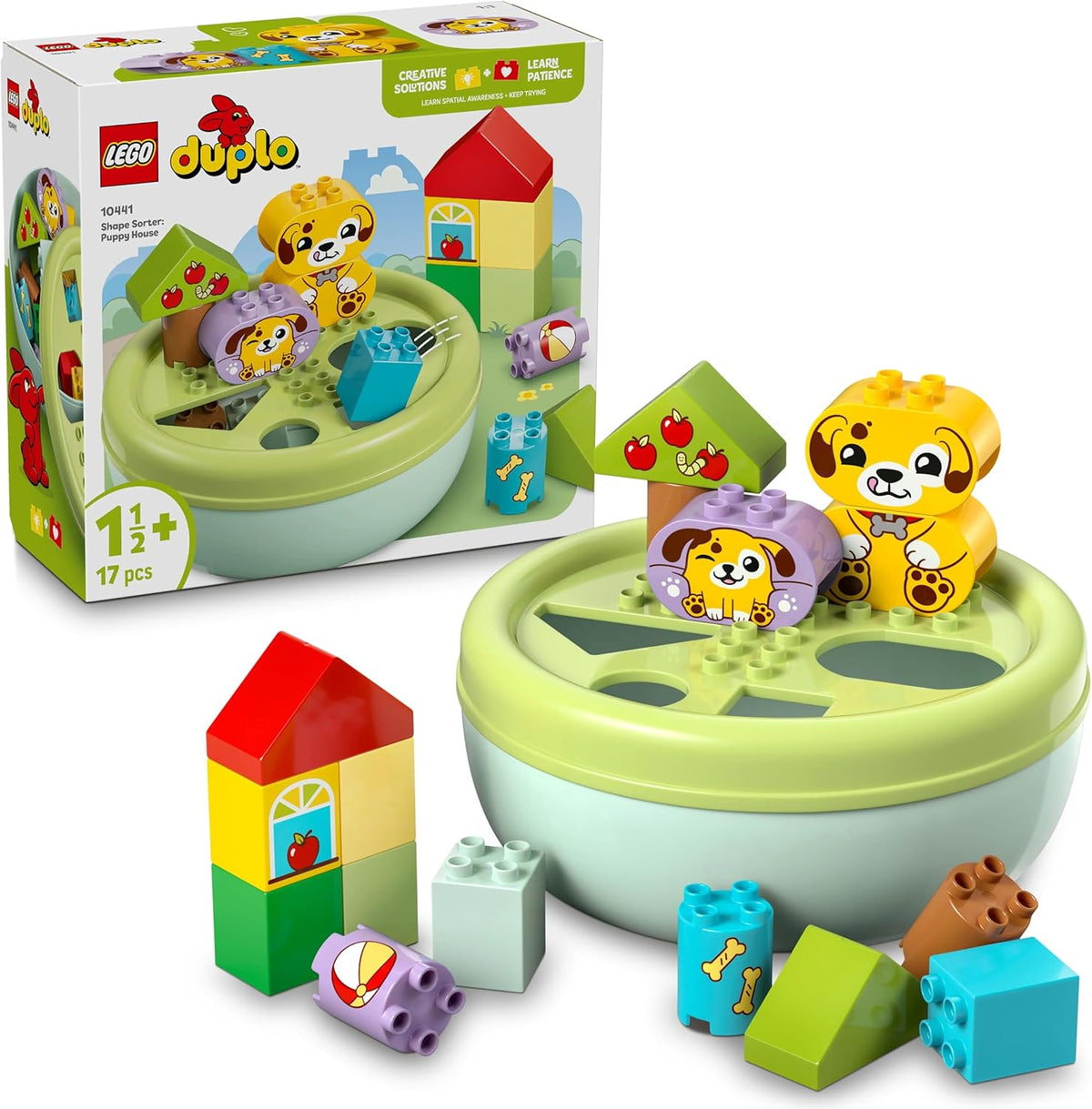 İlk Şekil Ayırıcı: Köpek Evi 10441 – 1,5 Yaş ve Üzeri Köpek Sever Çocuklar için Hayal Gücü Geliştiren Eğitici Oyuncak Yapım Seti, Doğum Günü Hediyesi (17 Parça)