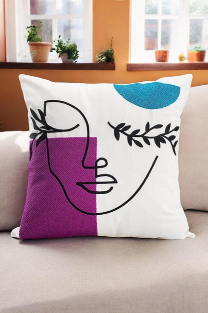 Bohem 45X45 Özel Tasarım Punch Panç Süzene Desen Dekoratif Kırlent Kılıfı Modern Beyaz 11