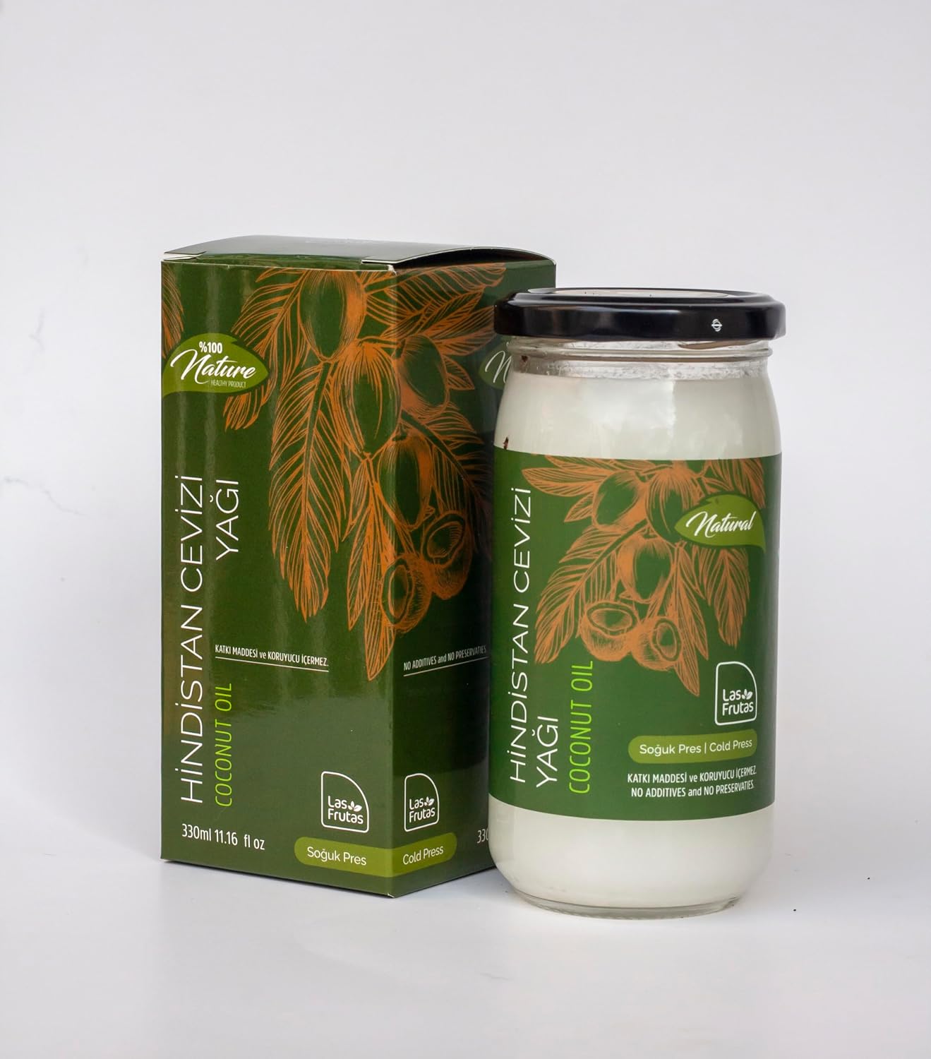 LAS FRUTAS Doğal Soğuk Sıkım Hindistan Cevizi Yağı 330ml