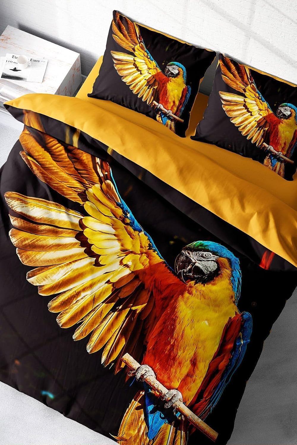 MONOHOME%100 Pamuk Saten Çift Kişilik Nevresim Takımı Macaw Parrot Desenli, MONOHOME40017