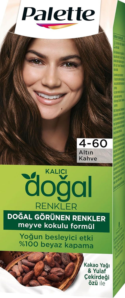 Kalıcı Doğal Renkler 4-60 Altın Kahve Kakao Yağı & Yulaf Çekirdeği Özlü Saç Boyası