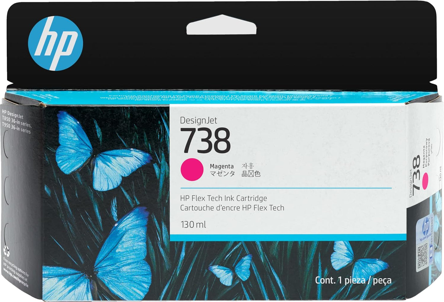HP 738 130-ml Magenta DesignJet Ink Cartridge Mürekkep Kartuşu 1 adet Orijinal Performans Standardı