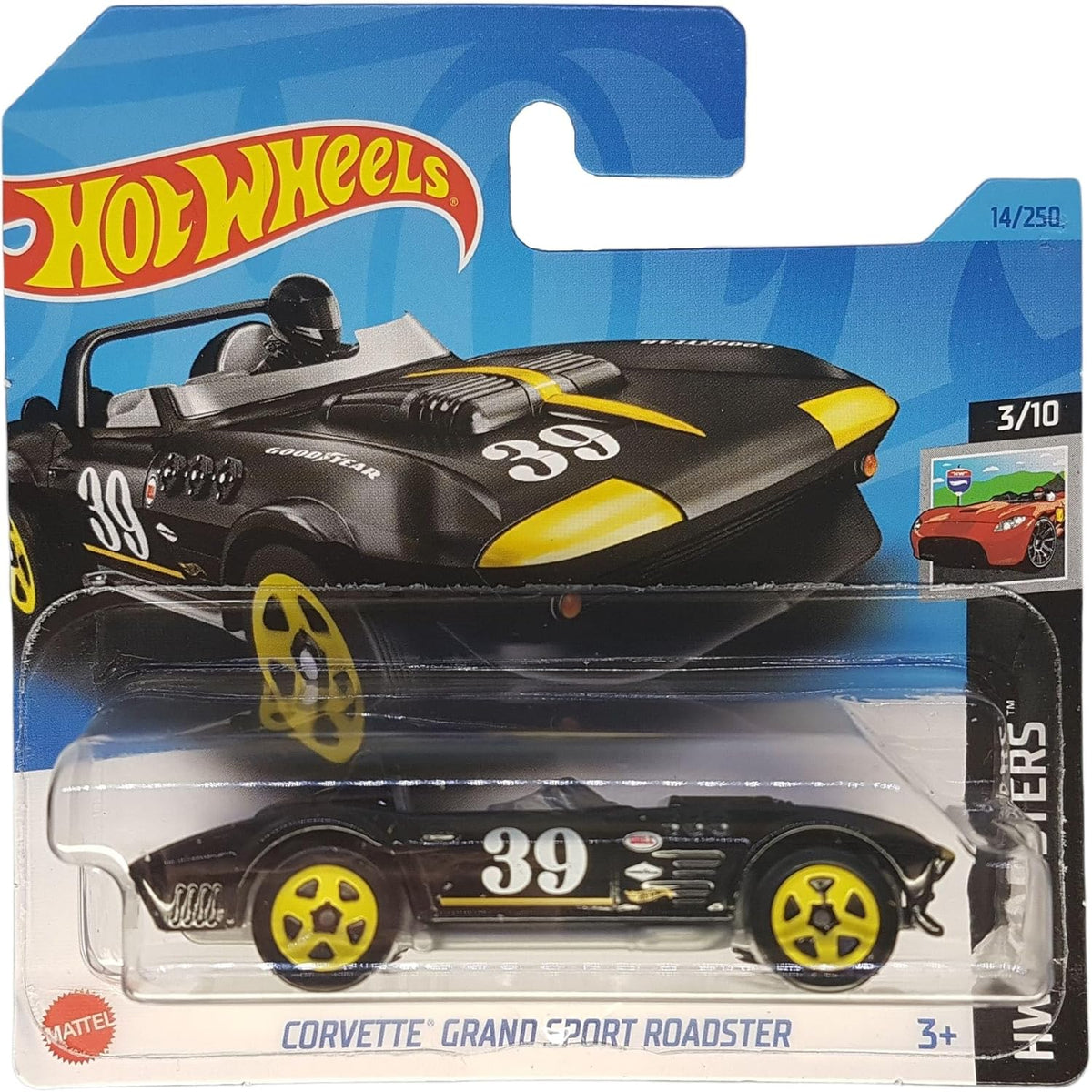 Corvette Grand Sport Roadster - HW Roadsters 3/10 - HKH38 - Short Card - Good Year - Bell - Mattel 2023